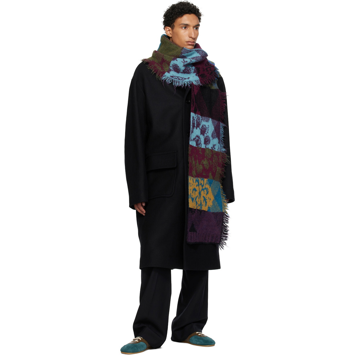 Dries Van Noten Multicolor Long Wool Scarf