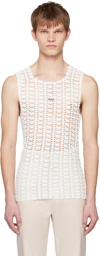 young n sang White Fringe Tank Top