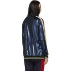 Gucci Blue Lame Logo Track Jacket