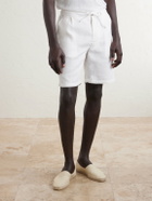 Frescobol Carioca - Rui Straight-Let Pleated Drawstring Shorts - Neutrals