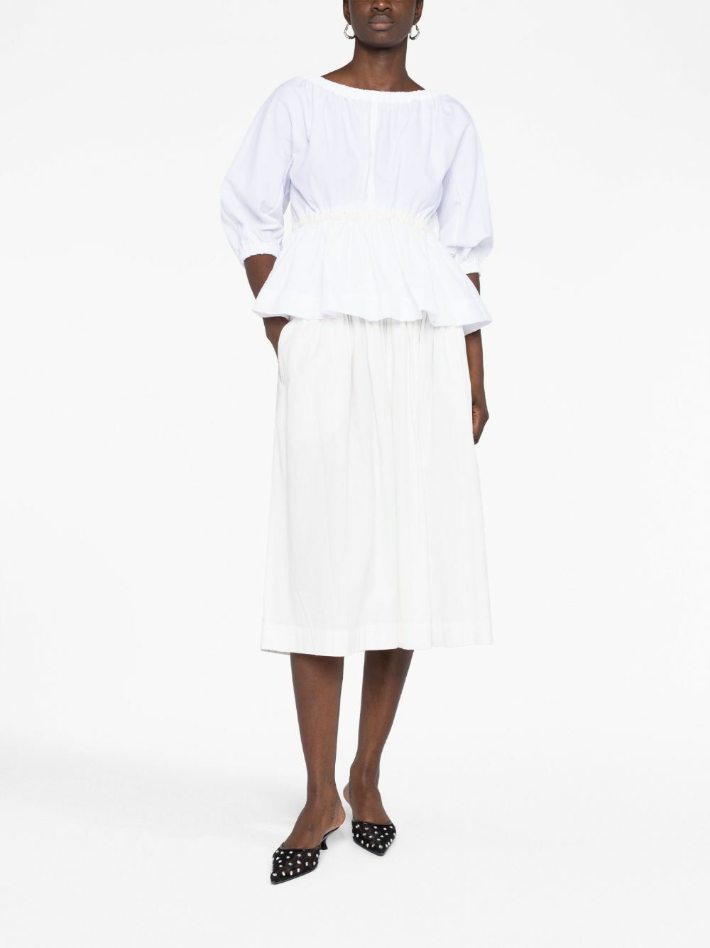 Molly Goddard White Katie Peplum Blouse