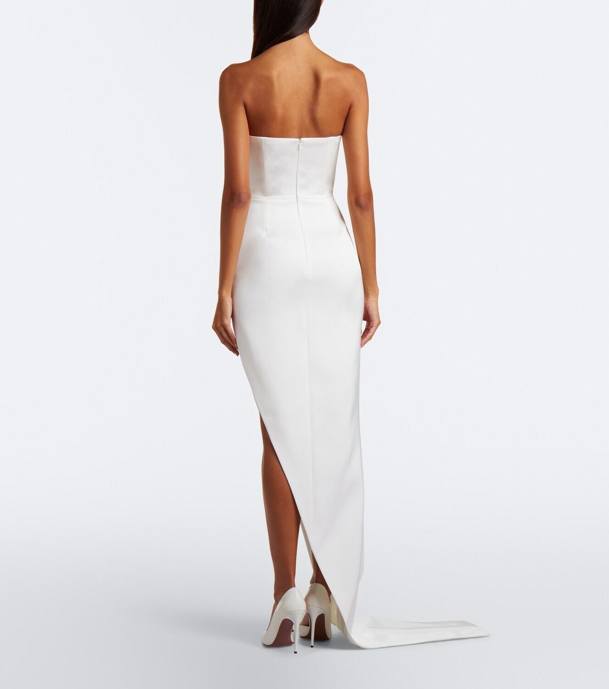 David Koma Beaded fringed strapless bustier gown