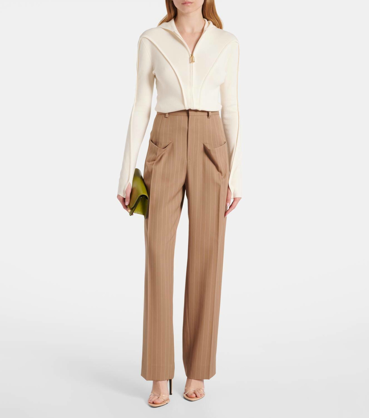Victoria Beckham Wool-blend jersey zip-up hoodie