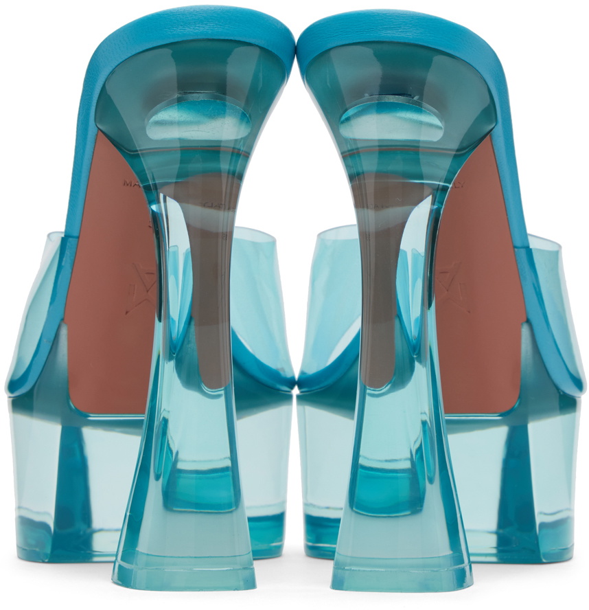 Amina Muaddi Blue Dalida Glass Plateau Heeled Sandals
