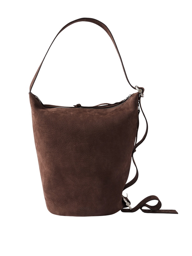 Photo: LOEWE - Loop Medium Logo-Debossed Nubuck Bucket Bag