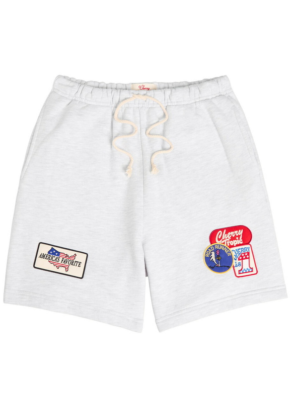 Photo: Cherry Los Angeles Appliquéd Cotton Shorts Grey
