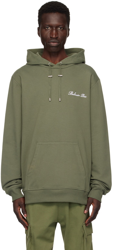 Photo: Balmain Khaki 'Balmain Signature' Hoodie