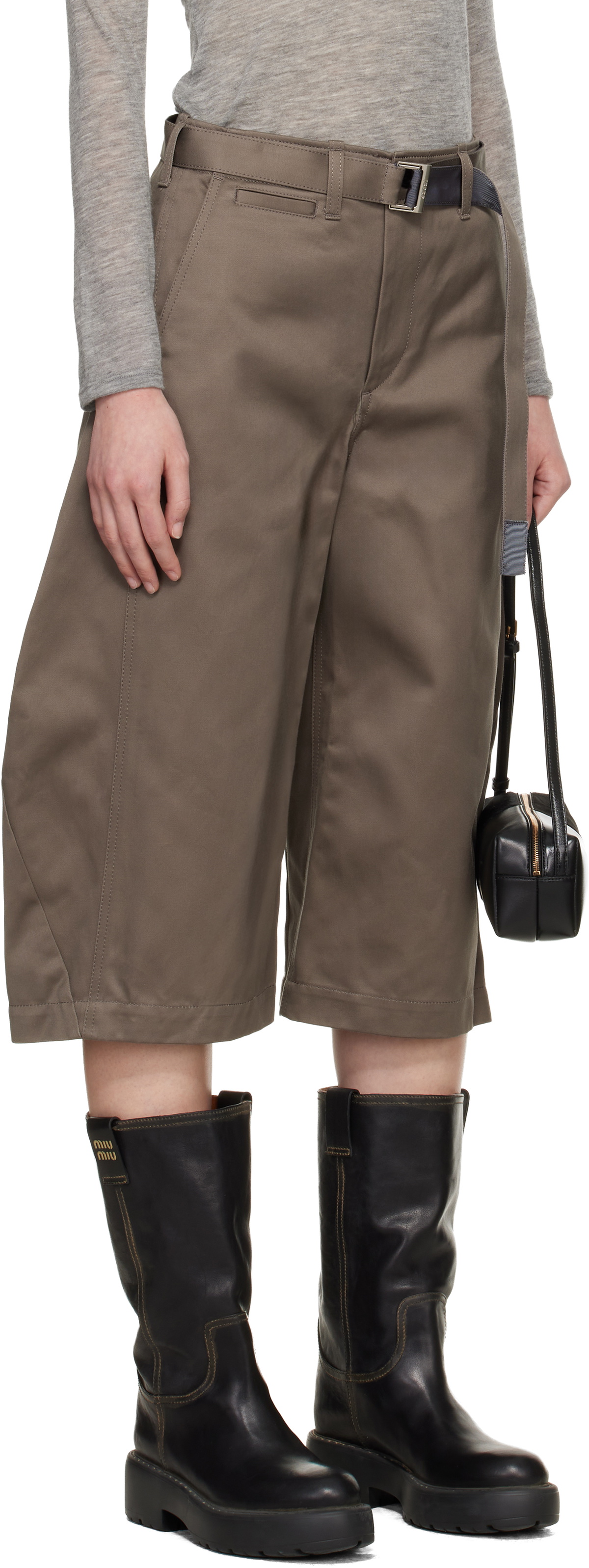 sacai Taupe Cotton Chino Shorts