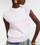 Balmain Monogram wool and cotton-blend knitted top