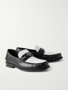Versace - Horsebit-Embellished Two-Tone Leather Loafers - Black