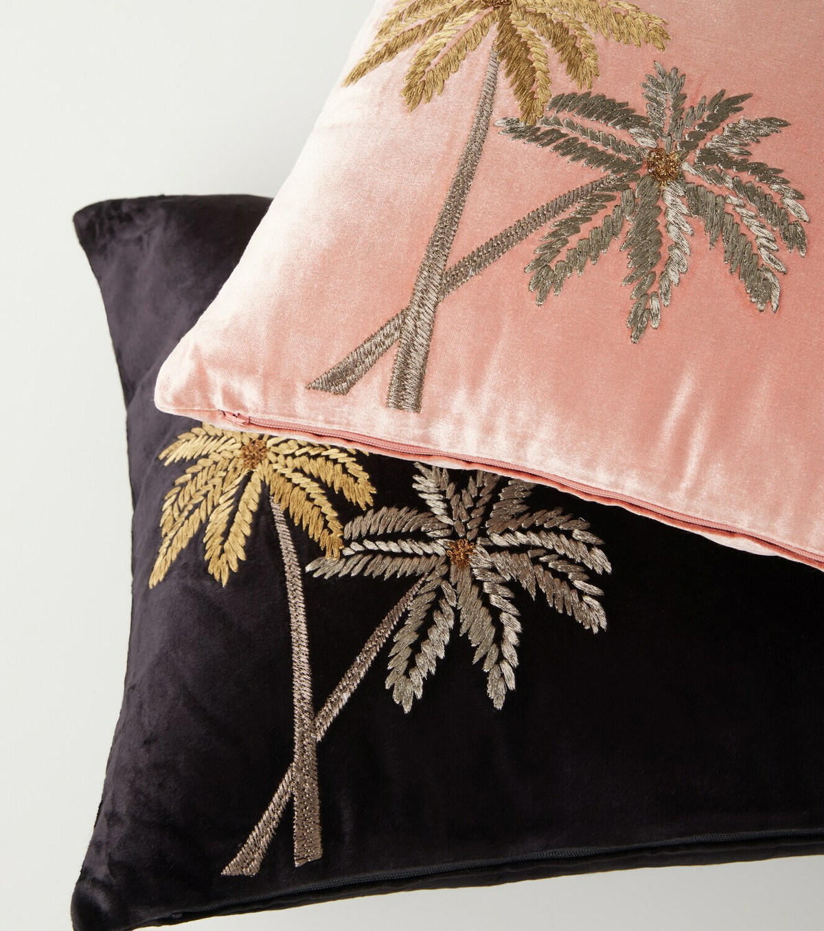 Les-Ottomans Palms embroidered velvet cushion