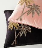 Les-Ottomans Palms embroidered velvet cushion