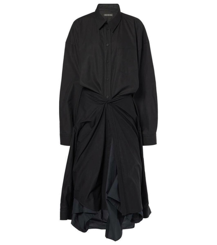 Photo: Balenciaga Gathered tie-front cotton shirt dress