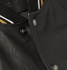 Givenchy - Logo-Jacquard Appliquéd Leather Bomber Jacket - Men - Black