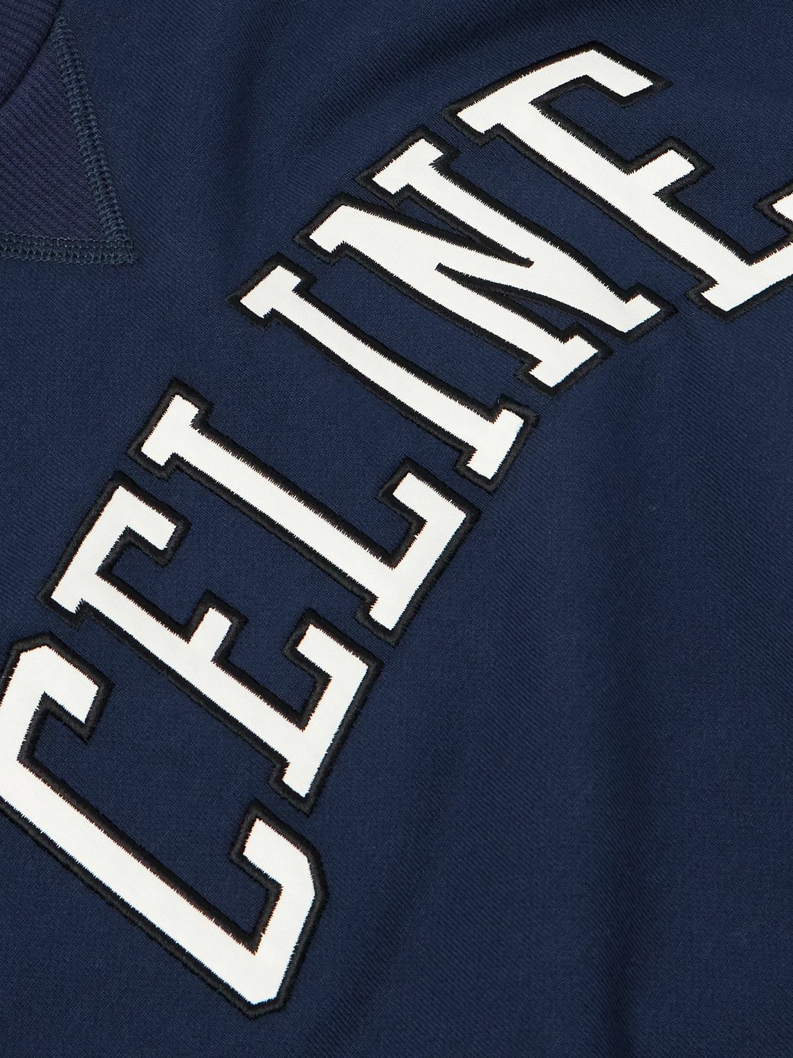 CELINE - Logo-Appliquéd Cotton-Jersey Sweatshirt - Blue