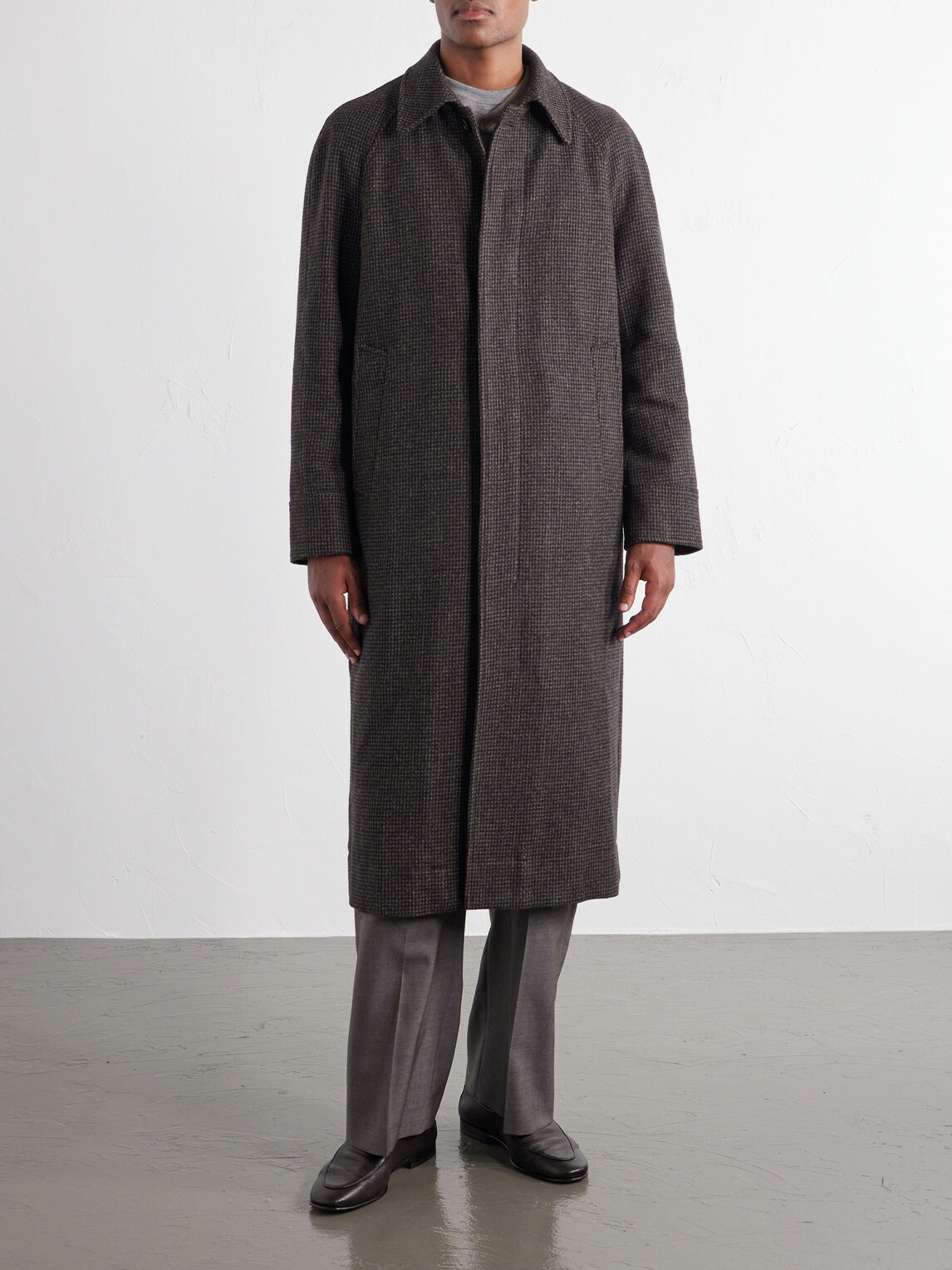 Oliver Spencer - Lothian Houndstooth Tweed Coat - Brown