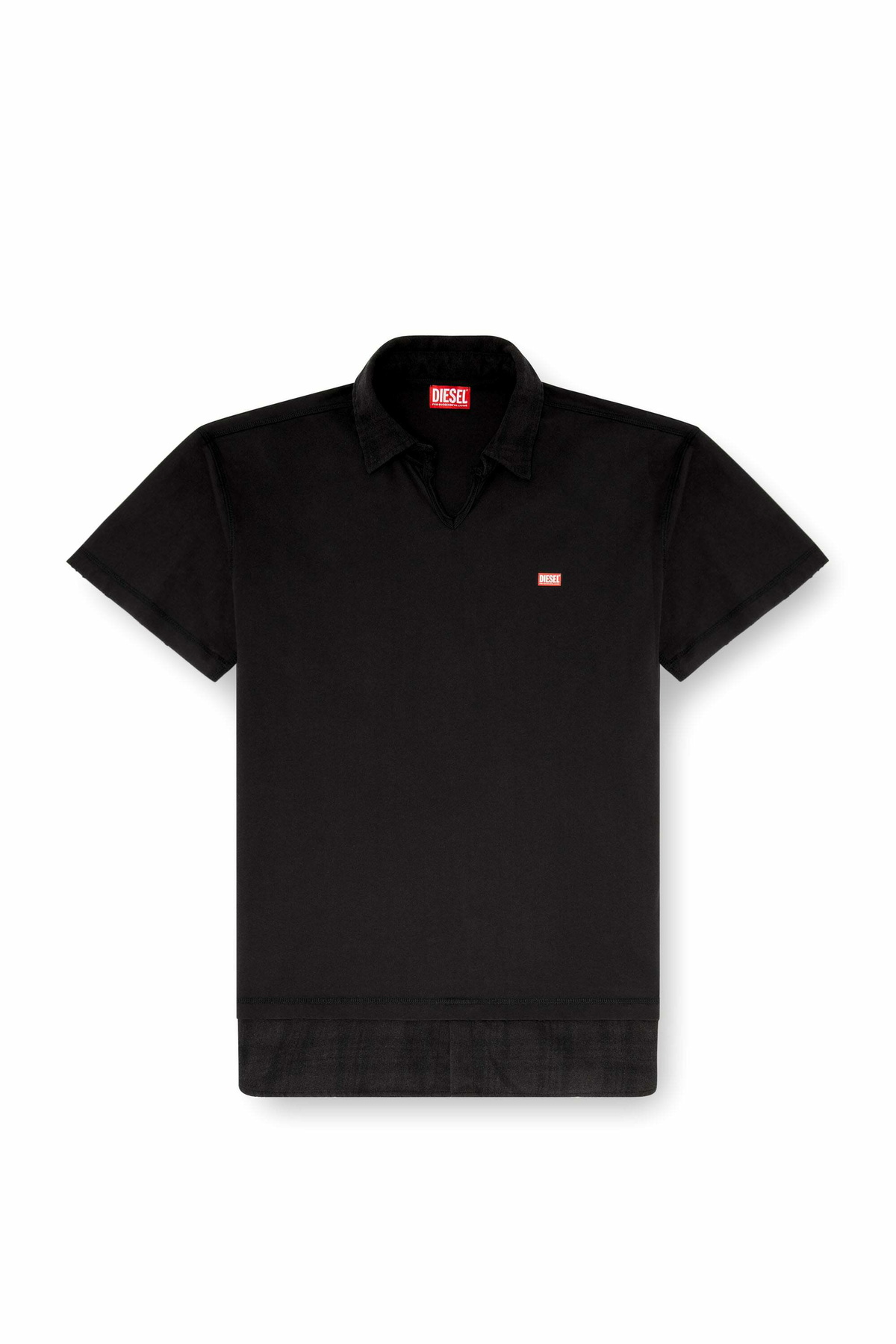 Diesel Jersey polo shirt with check flannel trims - Polos Mens in Black