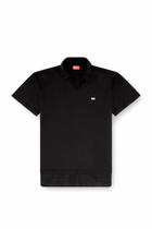Diesel Jersey polo shirt with check flannel trims - Polos Mens in Black