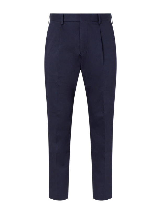 Photo: NN07 - Tapered Pleated Organic Cotton-Blend Twill Trousers - Blue