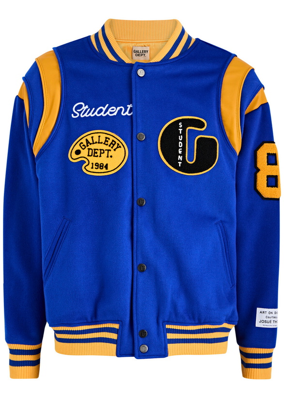 Photo: Gallery Dept. Logo Panelled Wool-blend Varsity Jacket Blue