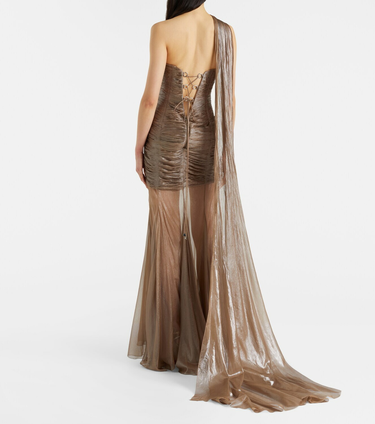 Maria Lucia Hohan Marimar one-shoulder silk bustier gown