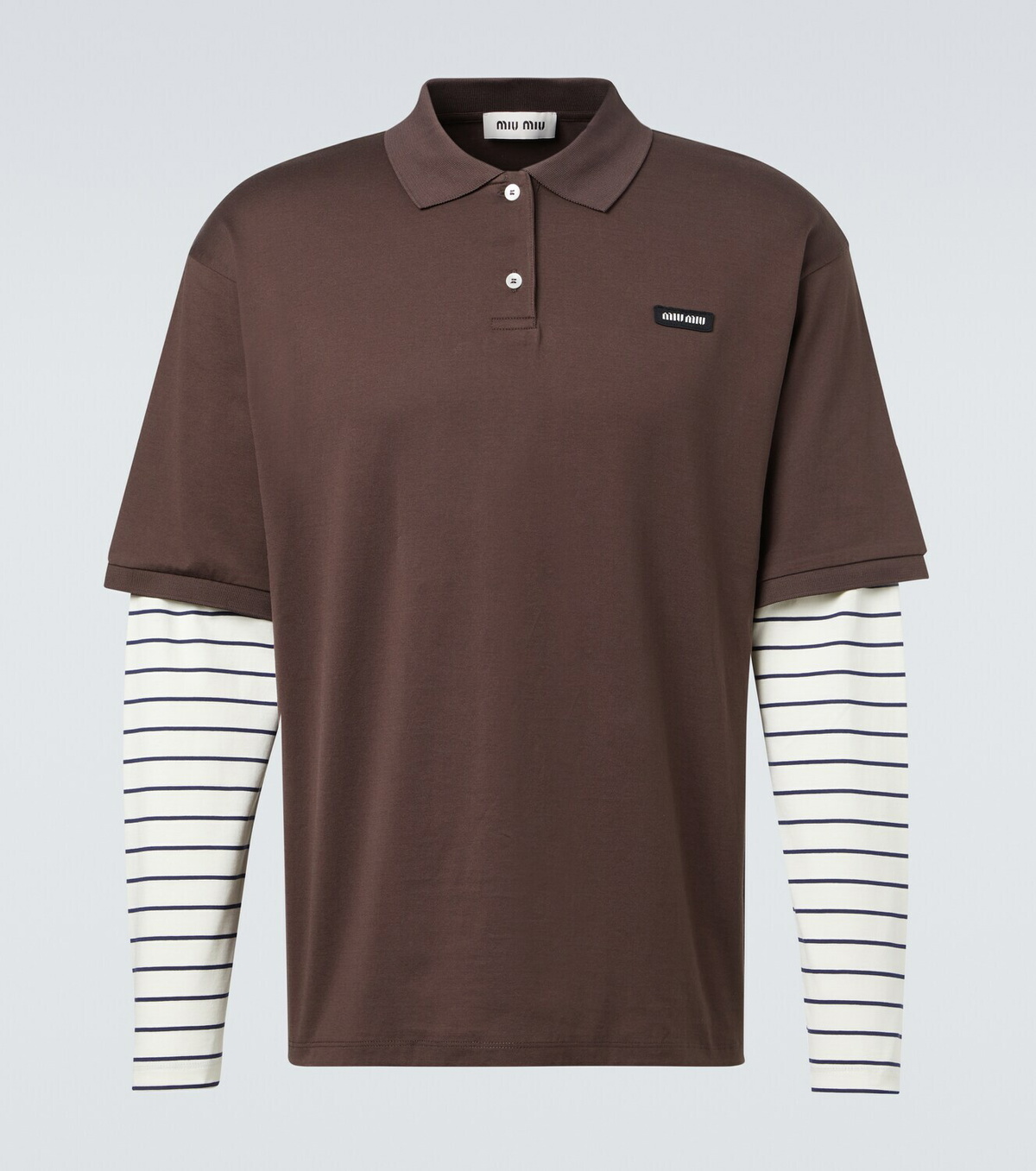 Miu Miu Layered striped cotton polo shirt