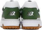 New Balance White & Green 550 Sneakers