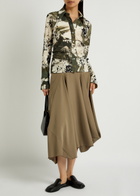 High Aubrey Draped Stretch-jersey Midi Skirt Dark Green
