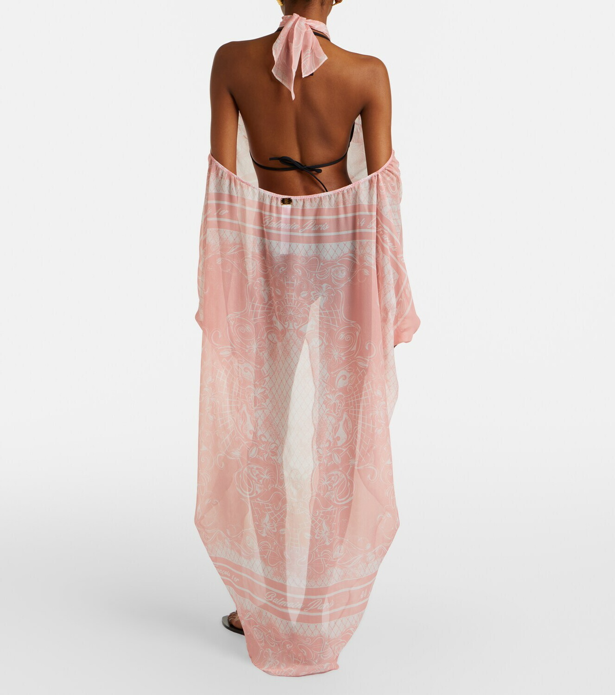 Balmain Printed silk beach dress