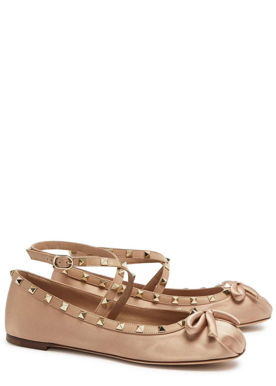 フラットシューズ VALENTINO GARAVANI Woman Ballet flats Nude 6W2S0HB6XGR GF9 Valentino Garavani Rockstud Satin Ballet Flats Nude