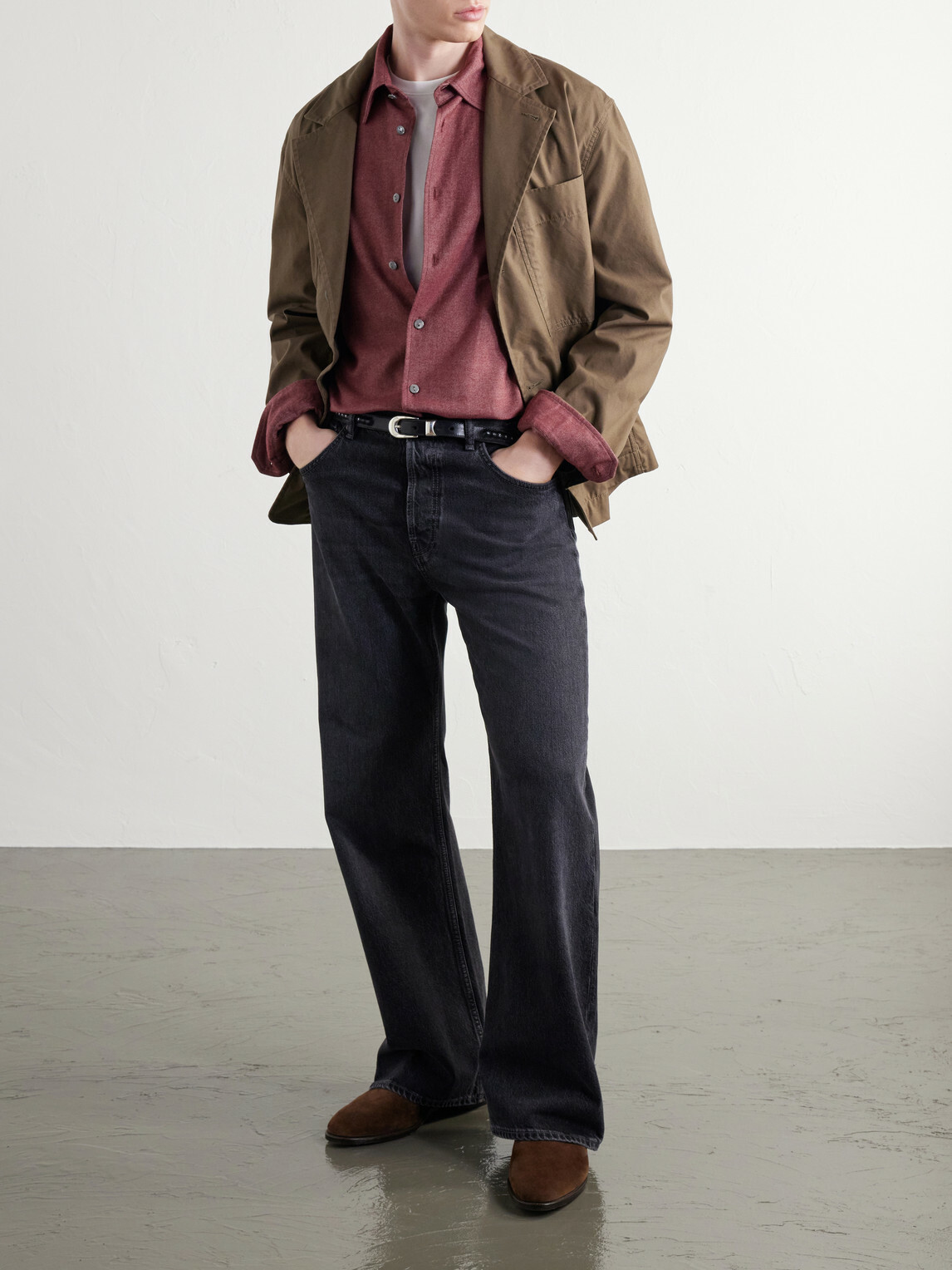 SECOND / LAYER - Brushed Cotton Shirt - Red