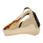 Alexander McQueen Gold and Black Jewelled Logo Ring