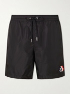 Moncler - Slim-Fit Mid-Length Logo-Appliquéd Swim Shorts - Black