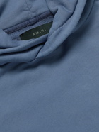 AMIRI - Distressed Logo-Appliquéd Cotton-Jersey Hoodie - Blue