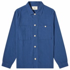 Folk Men's Patch Overshirt in Blue Crinkle