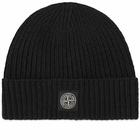 Stone Island Men's Knitted Patch Beanie in Black