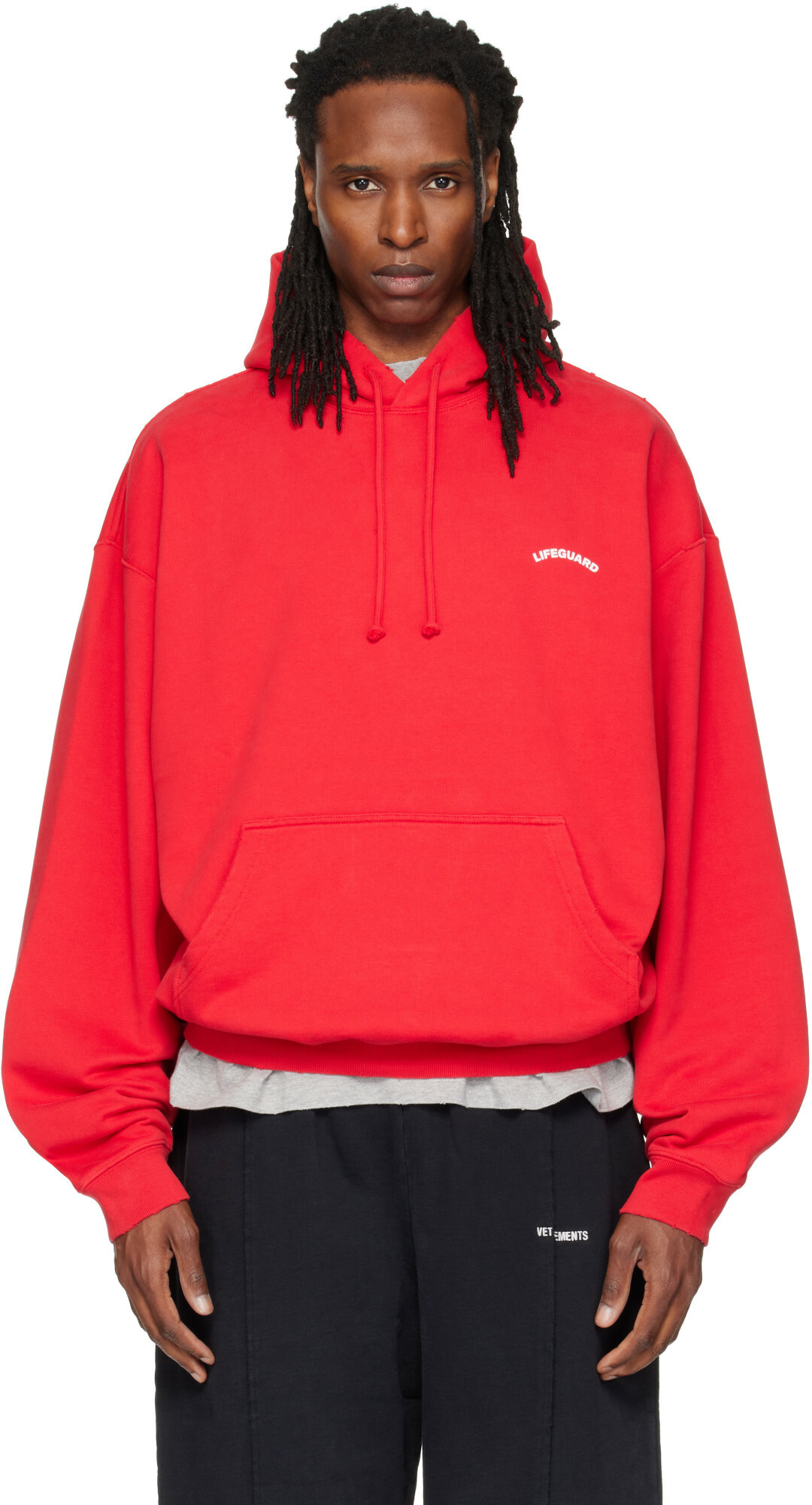 VETEMENTS Red Oversized 'Lifeguard' Hoodie
