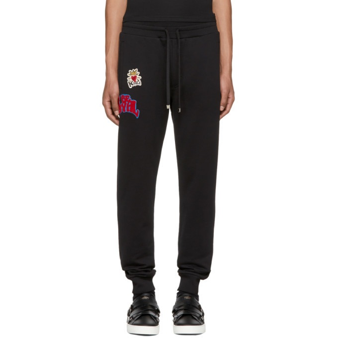 Photo: Dolce and Gabbana Black Embroidered Lounge Pants