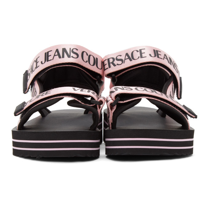 Versace Jeans Couture Pink Logo Strap Sandals Versace