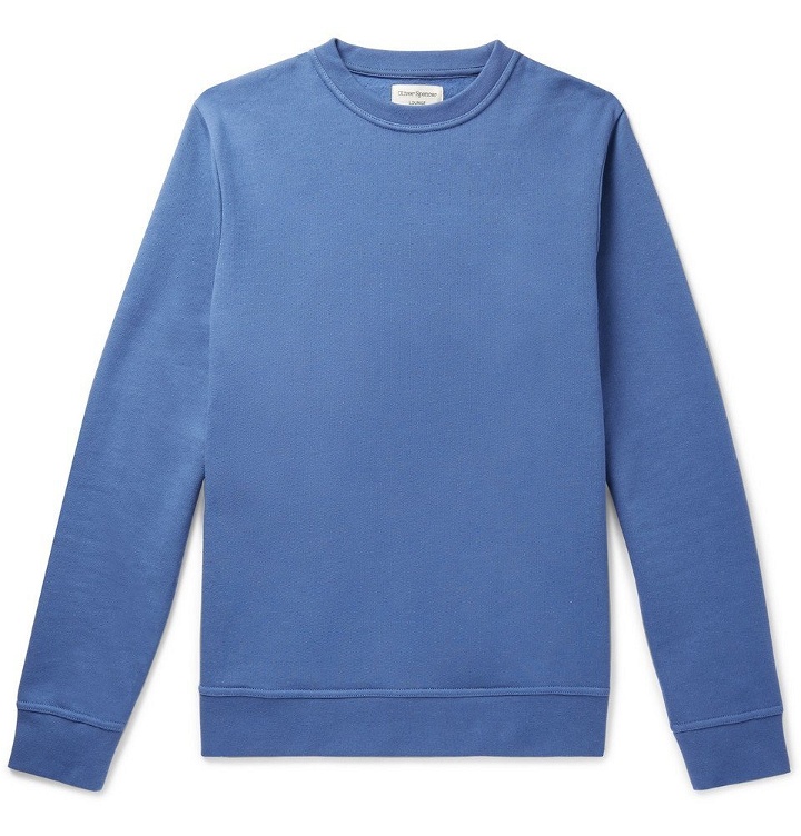 Photo: Oliver Spencer Loungewear - Harris Fleeceback Cotton-Jersey Sweatshirt - Light blue