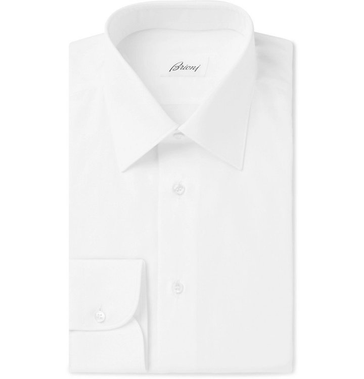 Photo: Brioni - White Cotton-Poplin Shirt - Men - White