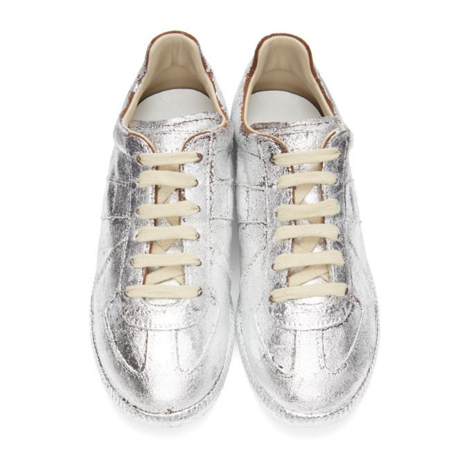 Maison Margiela Silver Painted Replica Sneakers Maison Margiela
