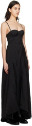 Olēnich Black Asymmetric Maxi Dress