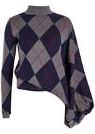 A.W.A.K.E Mode Argyle Wool Jumper Navy