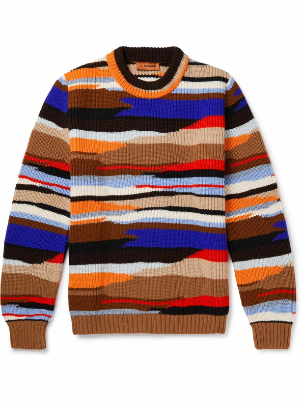 Photo: Missoni - Striped Intarsia Wool Sweater - Brown