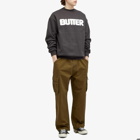 Butter Goods Men's Rounded Logo Crew Sweat in Washed Black