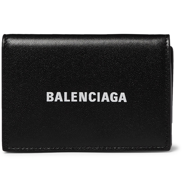 Photo: Balenciaga - Logo-Print Full-Grain Leather Trifold Wallet - Black