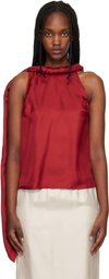 Loulou de Saison Orange Wilma Twisted Collar Blouse