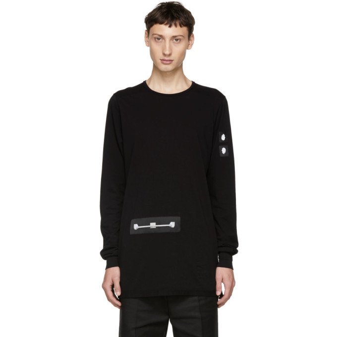 Rick Owens Drkshdw Black Patch Level Long Sleeve T-Shirt