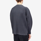 Homme Plissé Issey Miyake Men's Pleated Long Sleeve T-Shirt in Ink Blue